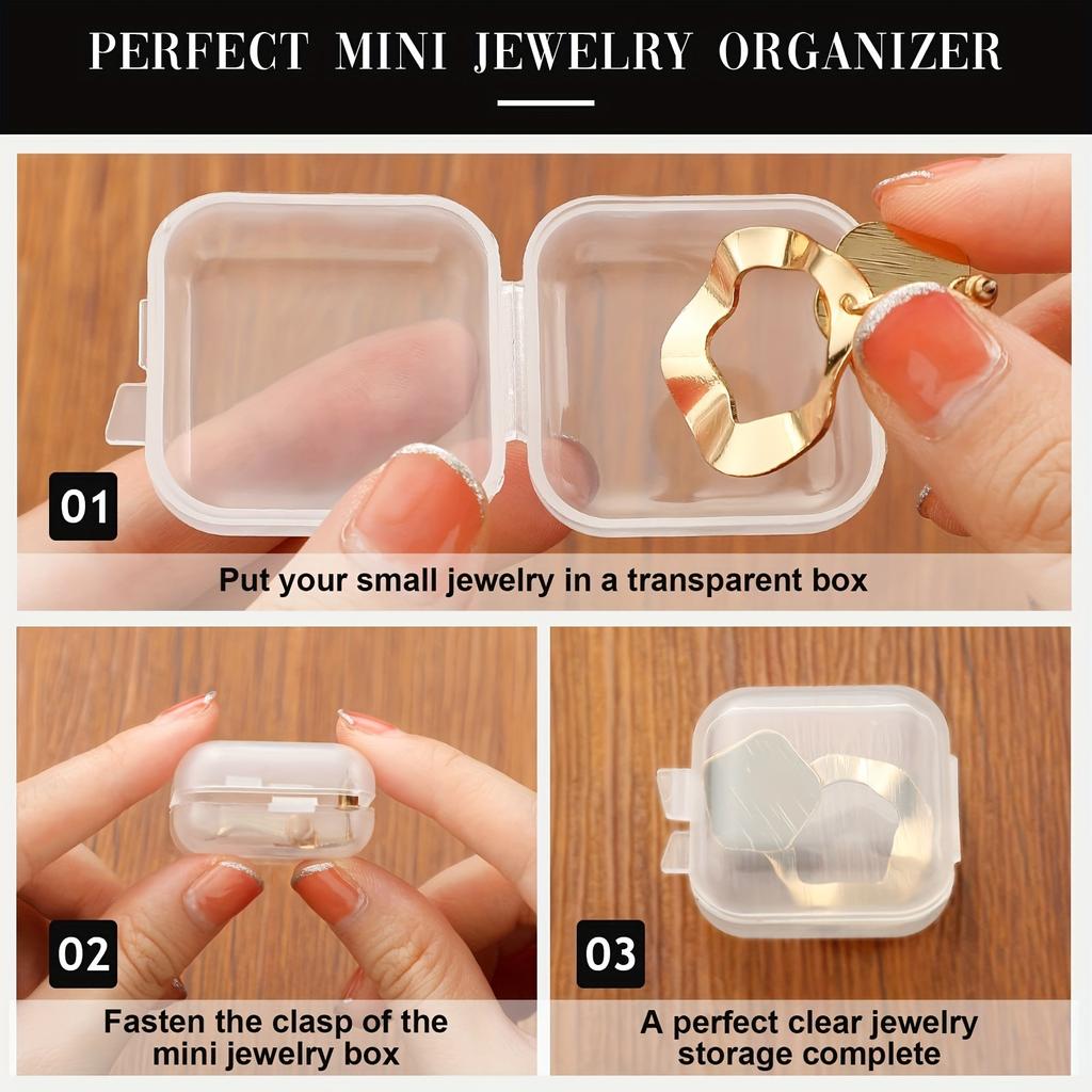 Transparent Plastic Mini Square Storage Box Covers Small Case for Pill Jewelry Earrings Dustproof Storage Pack Boxes