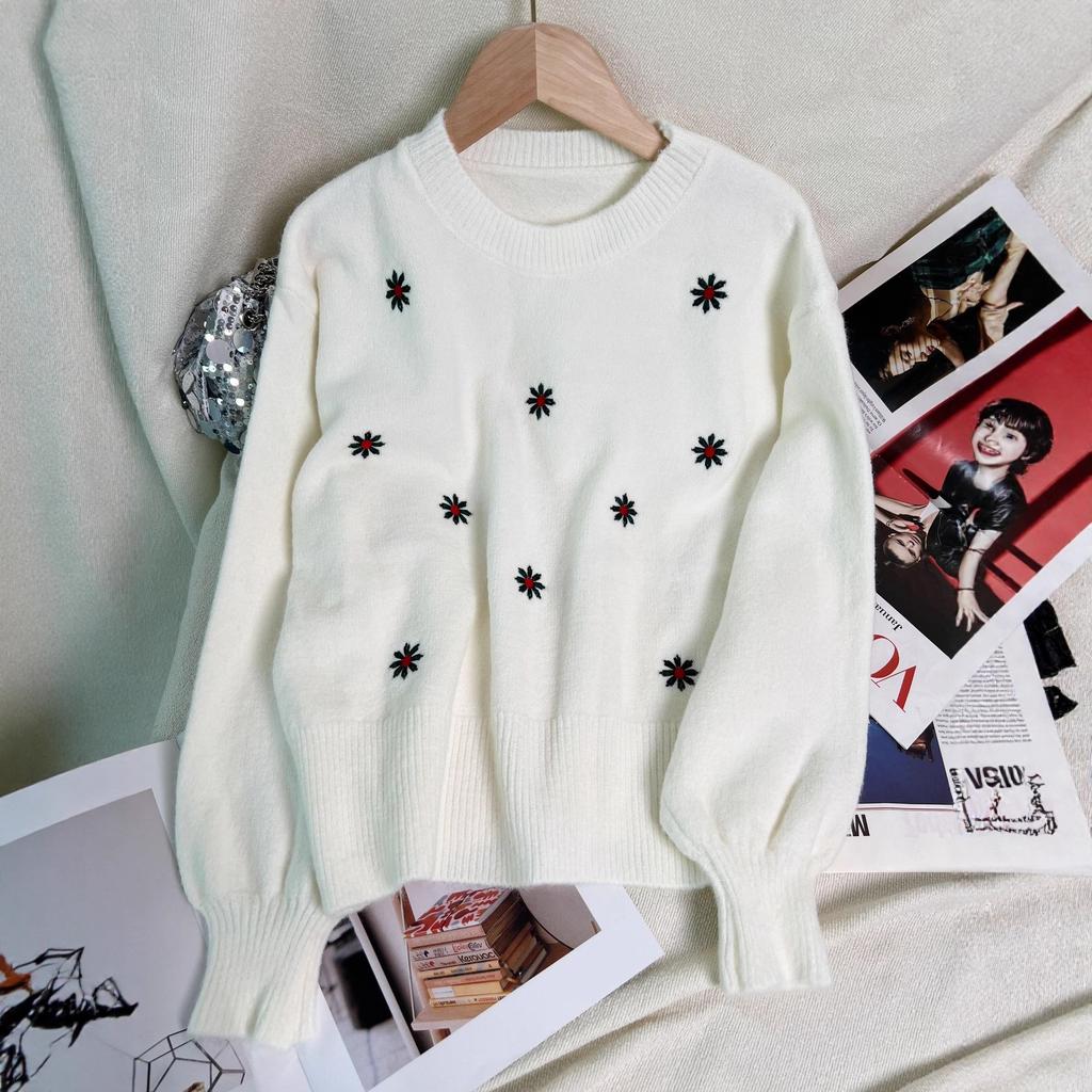 Embroidered Flower Sweater