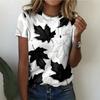 Maple Leaf T-Shirts Floral Abstract Face 3D Print Women Round Neck Short Sleeve T Shirt Tees Harajuku Y2K Tops Female Clothing