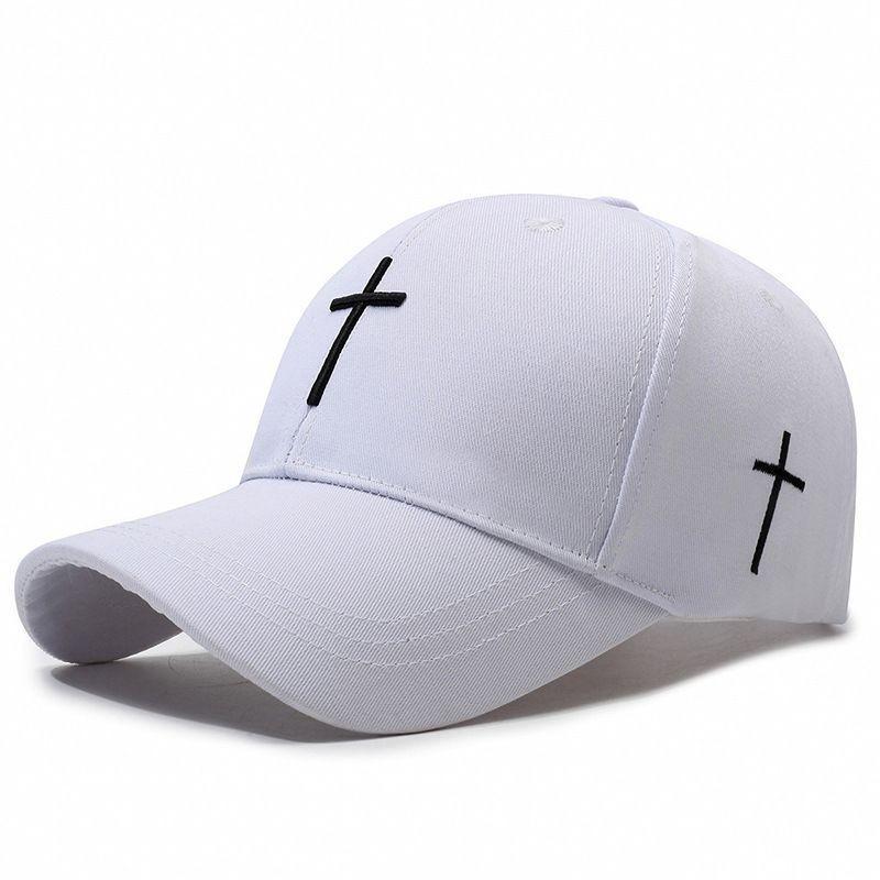 

Cross Baseball Embroidery Cap Breathable Peaked Caps Outdoor Hats Gift Fashion White