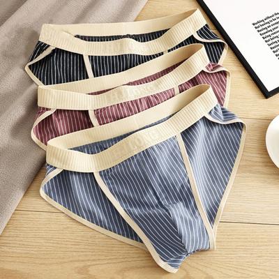 Erkek Külot Düşük Bel Elastik Bel Slim Fit 3D Çanta Tasarım Külot Çizgili Baskı Yumuşak