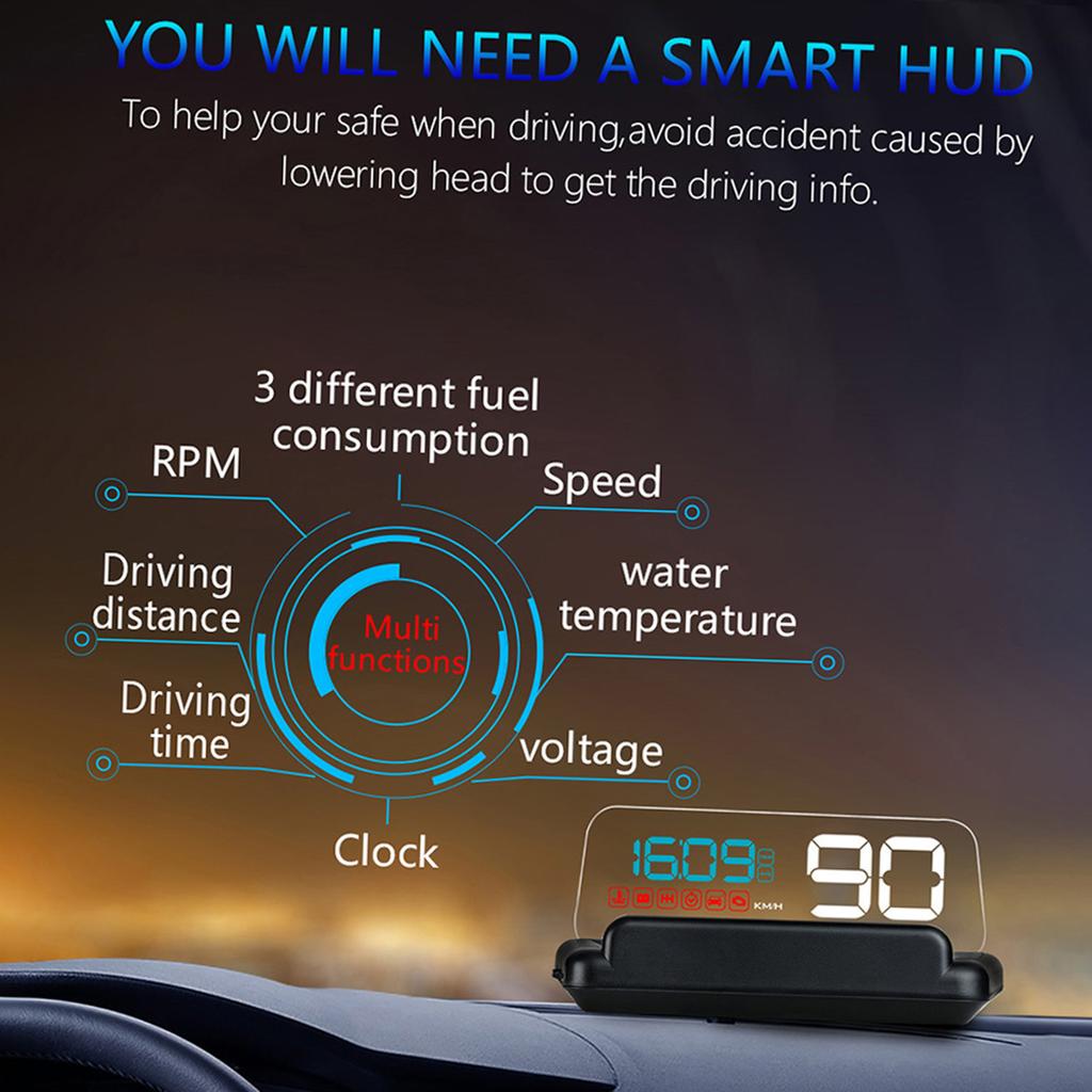 Car Head up display, Head Up Display High Definition Speedometer Car Diagnostic Tool OBD  Fault Code Elimination Safe