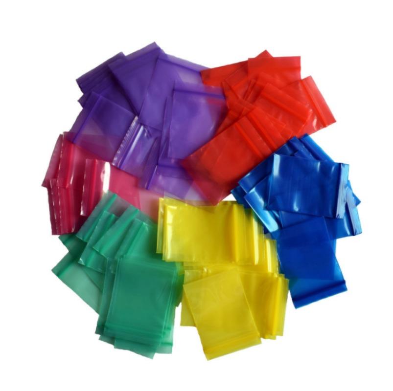 100pcs 1-inch Color Thickened Mini Plastic Sealed Bag for Jewelry Storage Bag for Pills Self Sealing Bag for Christmas Gifts