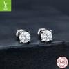 One Carat Green Moissanite Four-Claw Stud Earrings, Simple And Versatile High-End S925 Tremella Decoration