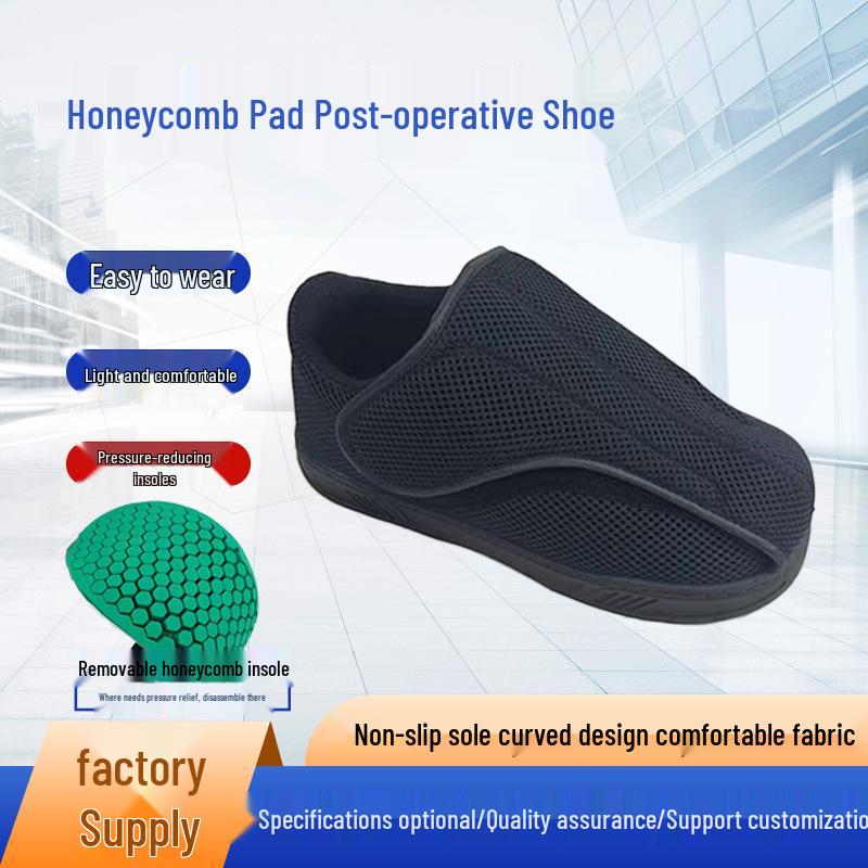 

Pressure-Reducing Shoes with Removable Honeycomb Insole for Swollen or Wide Feet Large чорний