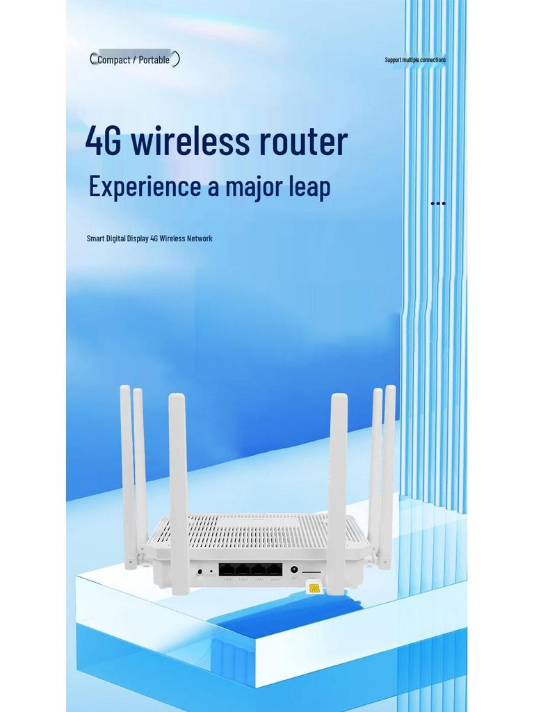 Enhanced WIFI6 Smart Wireless Router with 6 Antennas for Stable, High-Speed 4G Signal and Superior Wall Penetration.