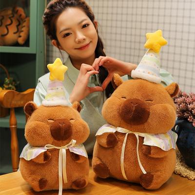 New Birthday Capybara Doll Star Birthday Hat Capybara Plush Toy Cute Rag Doll Ugly Cute Doll
