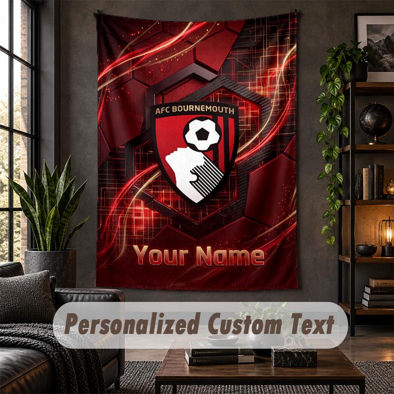 Wall Tapestry Bournemouth Football Print Custom Name Text Wall Hanging Home Decor