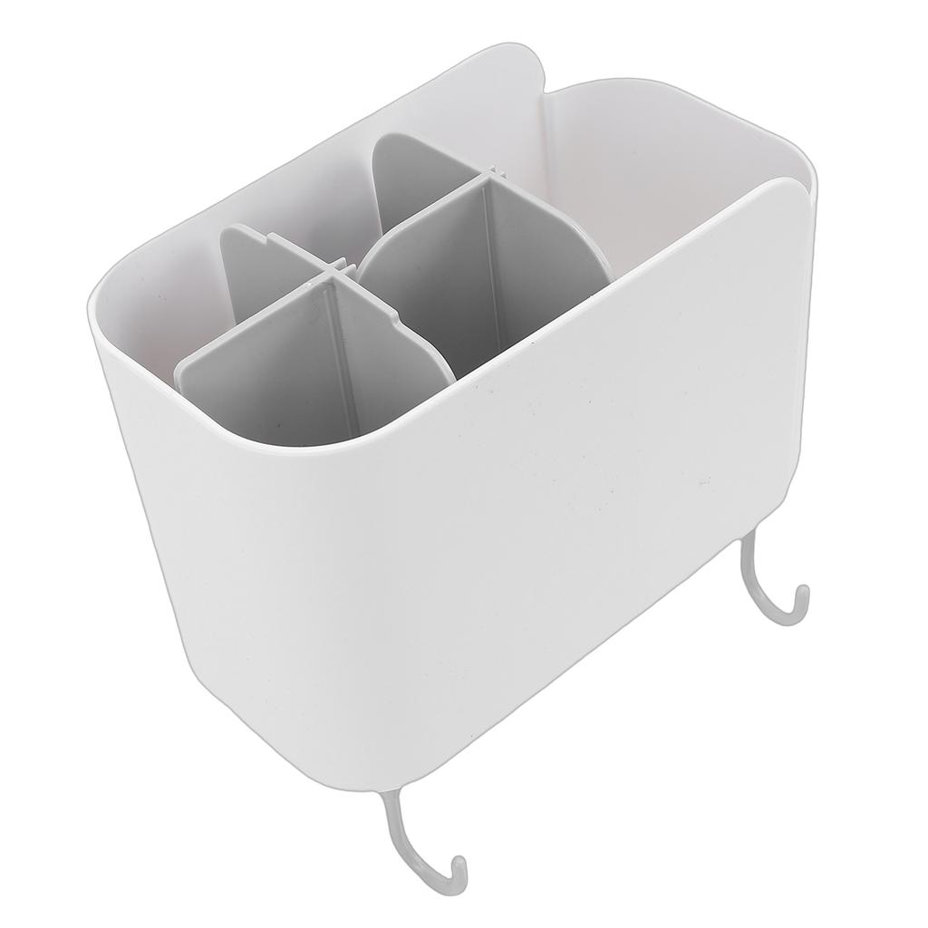 Multifunctional Cooking Utensil Holder Wall Mounted Organizer Box with Detachable Dividers Hooks for Kitchen Bathroom