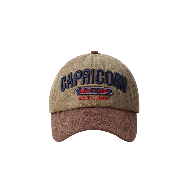 Trendy Hip Hop Baseball Cap CAPRICORN Slogan Embroidery Washed Distressed Sports Hat Color Block Breathable Dad Hats for Women