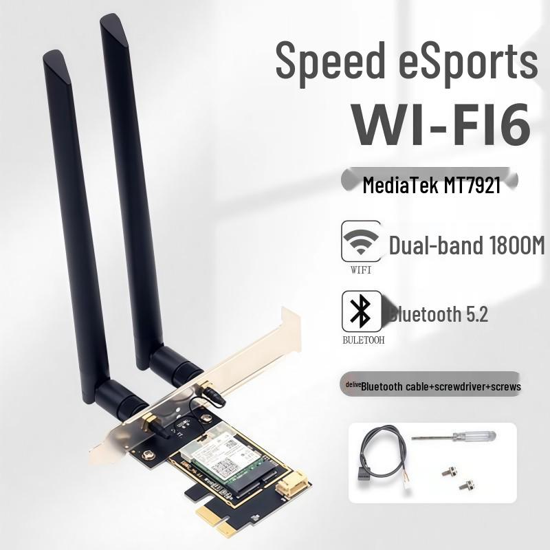 MT7922 WiFi 6E Tri-Band 5374 Mbps PCIe Wireless Network Card with Bluetooth 5.3 for Desktop Computers