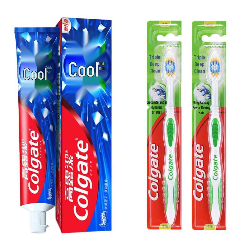 Colgate Ice Mint Toothpaste with Triple Deep Clean Toothbrushes