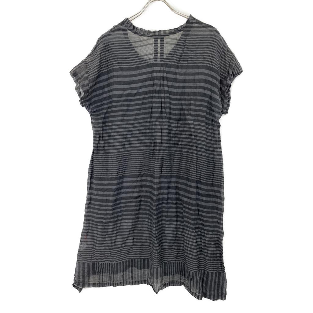 Haat HA63FT582 Gray X Black Border Sheer Dress Dress 2 Black Grey StripesUsed