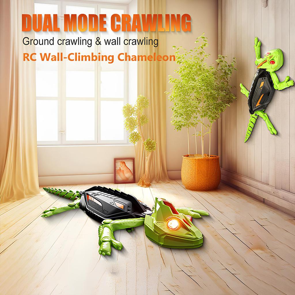 Wall Climbing RC Gecko Toy Rechargeable Remote Control Lizard with LED Eyes Dual Mode for Floor Wall Gift for Kids Boys