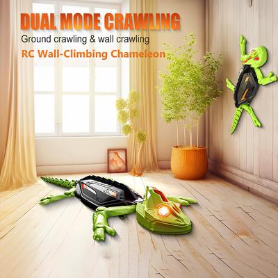 Wall Climbing RC Gecko Toy Rechargeable Remote Control Lizard with LED Eyes Dual Mode for Floor Wall Gift for Kids Boys