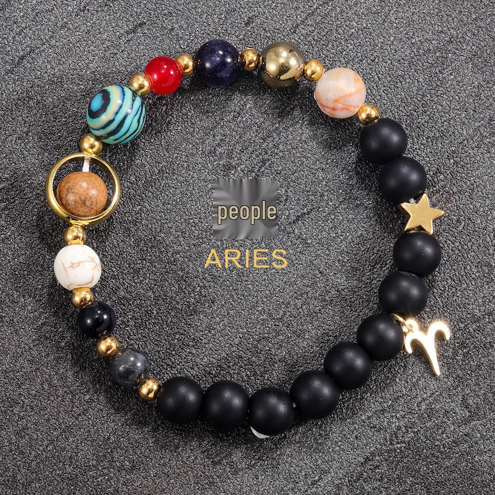 Eight Planets and Twelve Constellations Natural Stone Beaded Bracelet