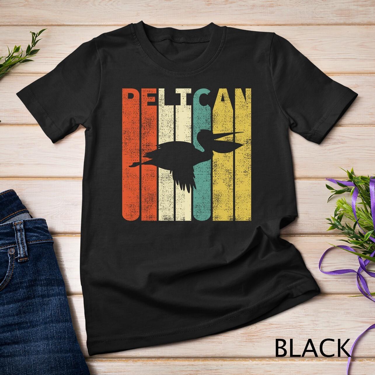 Retro Pelican Bird Waterbird Sea Gift Unisex T-Shirt Mens Womens Tees Top 4XL