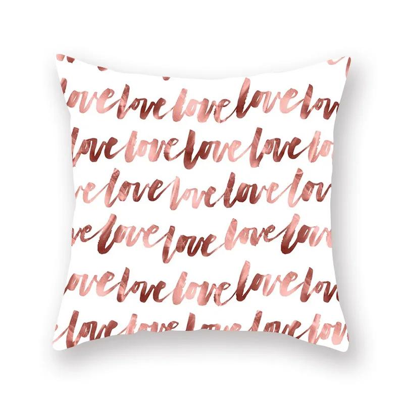 45X45CM Pink Shiny Polka Dot Alphabet Geometric Simple Pillow Cover Bed Sofa Car Office Seat Cushion  Home Decoration