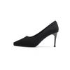 88- High Heels Women Autumn Suede Shallows Thin Heels Pointed Toe Single Shoes Waterproof Table Sexy Solid Color High Heels Women