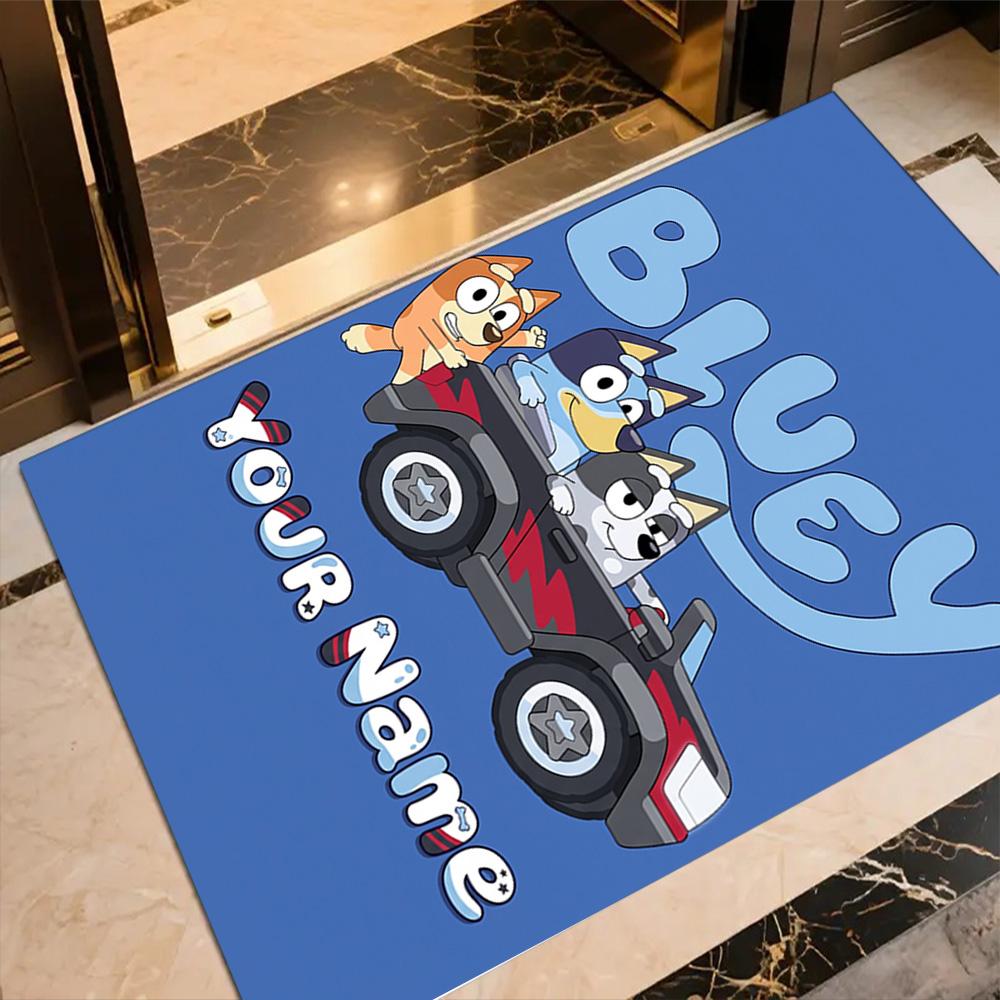 Bluey Customize Text Floor Mat Suitable for Bedrooms Living Rooms Dining Room Balcony Antislip Carpet Anime Office Decor