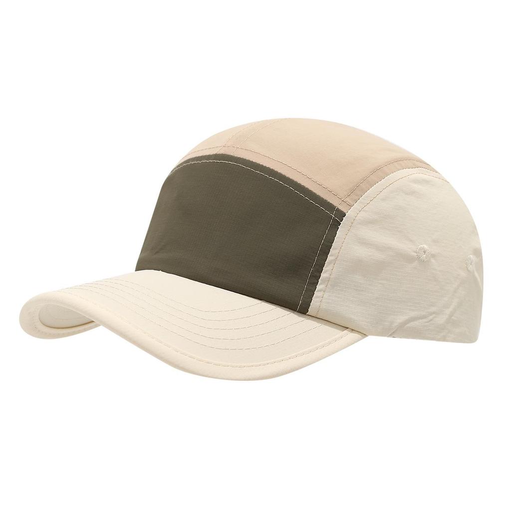 Japanese Retro Quick-Dry Color-Block 5-Panel Baseball Cap with Sun Protection for Outdoor and Mountaineering