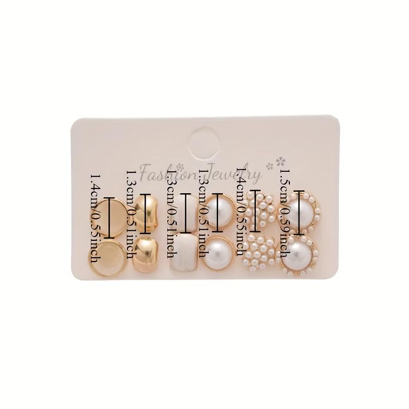 12 Pieces/set of Elegant Temperament Imitation Pearl Round Square Earrings, Women's Daily Wear Holiday Accessories Gifts