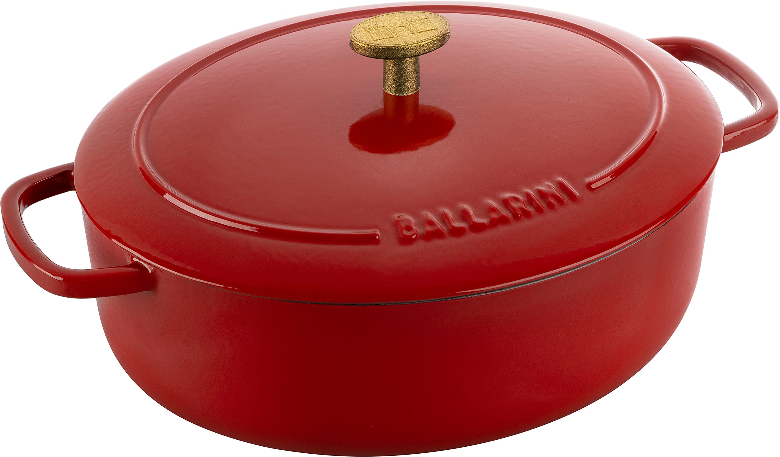 

Ballarini Oval 23cm Pomodoro Cast Iron Enamel Induction Officially Sold in Bellamonte Red Pot, Compatible, Japan, Z1023-631