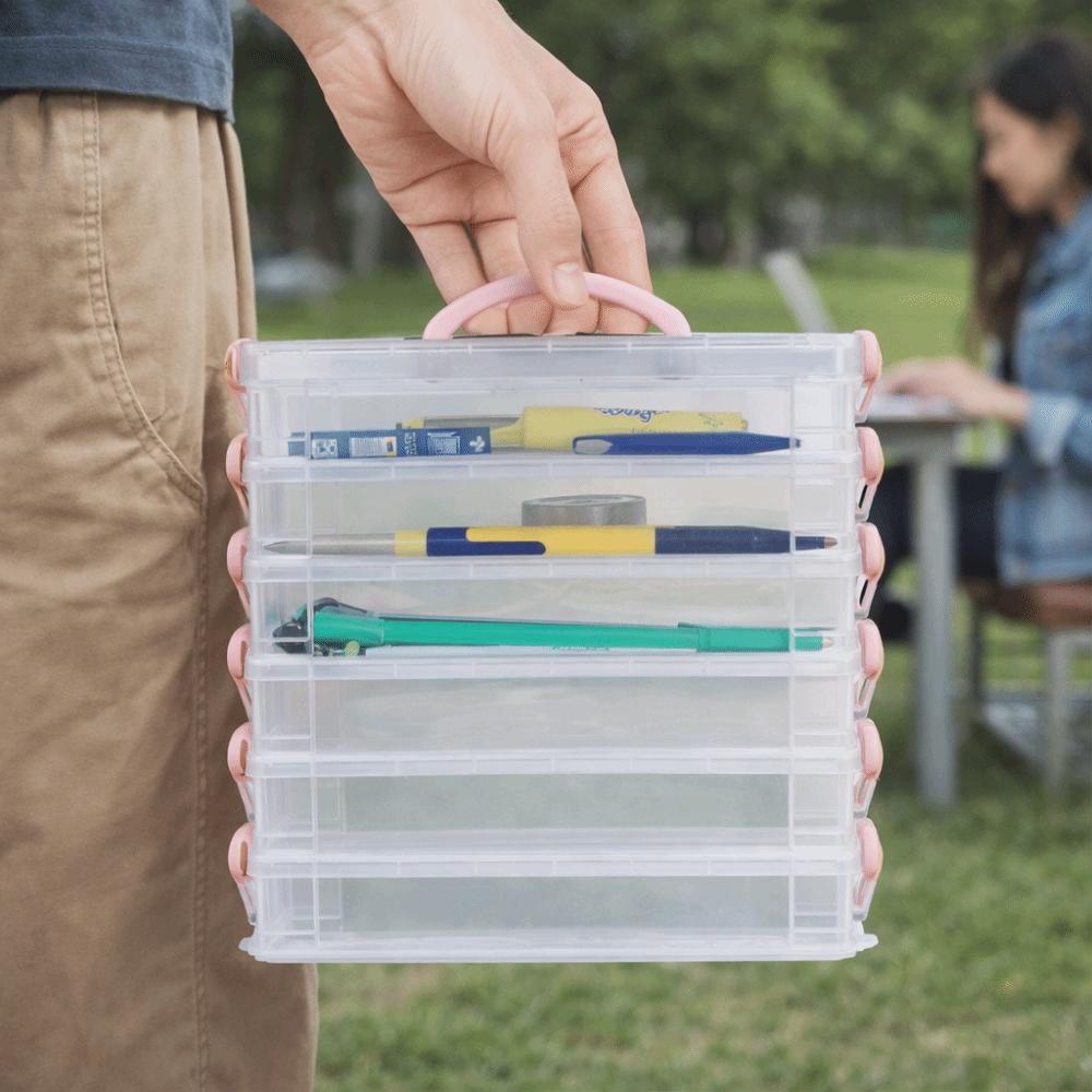 Transparent Watercolor Stationery Organizer Multi Layer Detachable Storage Case  Art Supplies
