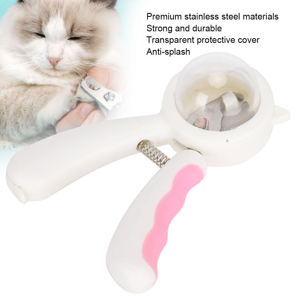 Pet Nail Clipper Scissors Cutter Trimmer Splash Proof Stainless Steel ABS for Dogs CatsPink