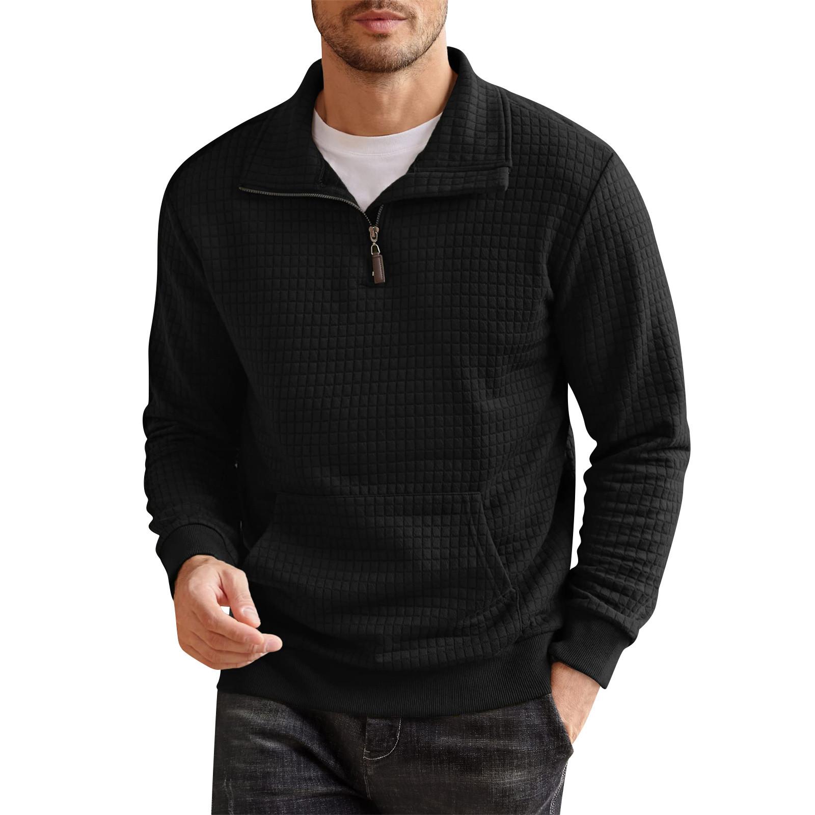 

Весенне-осенняя мужская толстовка с воротником-стойкой на открытом воздухе, повседневные свитера, топы S чёрный