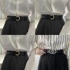 Trendy Minimalist Black Pu Smooth Buckle Belt For Unisex Fashionable Denim Pants