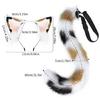 Foxes Cat Cosplay Costume Cat Ears Tail Halloween Party Cat Ears Headband Tail