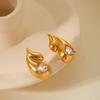 European & American Double Water Drop Stainless Steel Earrings – Celebrity Style Light Luxury Diamond Titanium Earrings