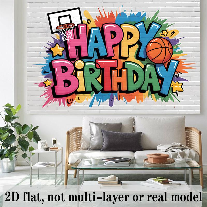 Basketball Birthday Banner, Sport Theme Backdrop Wall Decor for Party