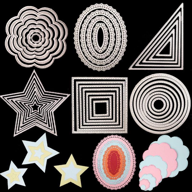 Buy 1 Set Metal Cutting Dies Heart Circle Rectangle Oval Lace Frame ...