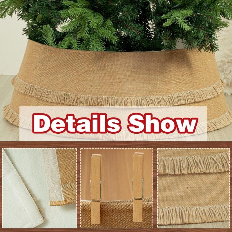 

Elegant Christmas Tree Collar Burlap Fabric Cover Base Easy Installation Skirt China Mainland