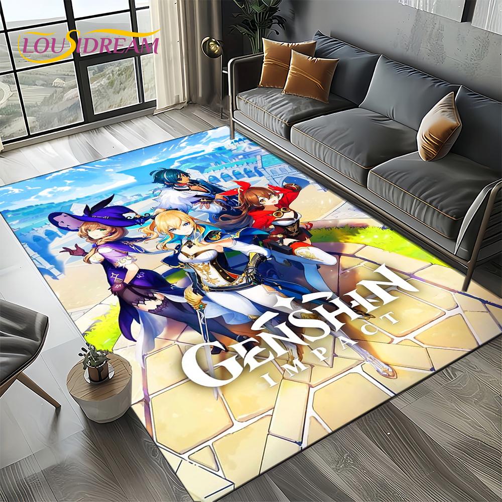 2025 New Cartoon Genshin Impact Character Solo Game Carpet Rug for Living Room Bedroom Home Sofa Decoration,Non-slip Floor Mat