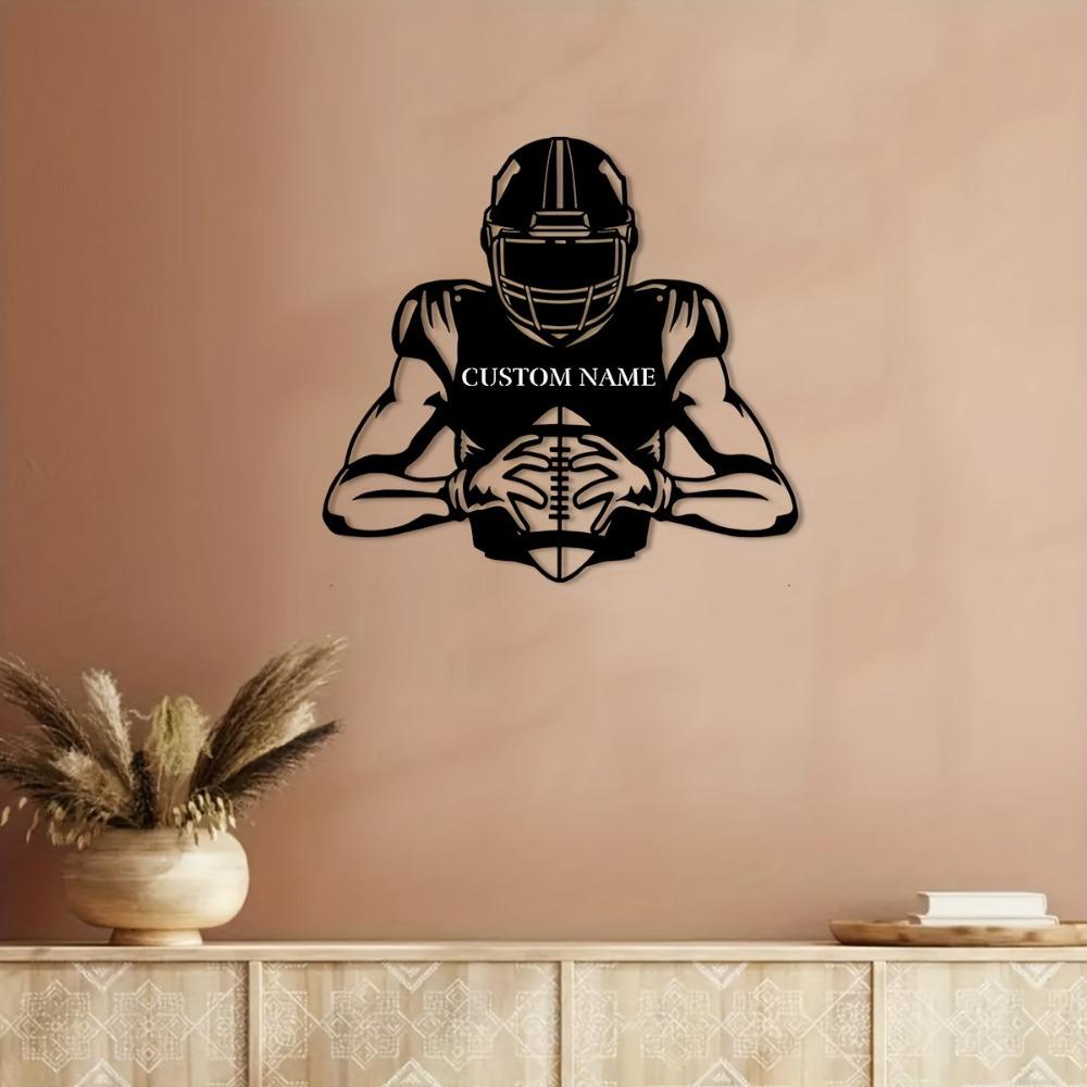 Custom Rugby Athlete Metal Wall Art, Personalized Rugby Star Emblem, Rustic Home Decor for Lounge, Office, Veranda, Deck, Custom Gift Sign, 1pc