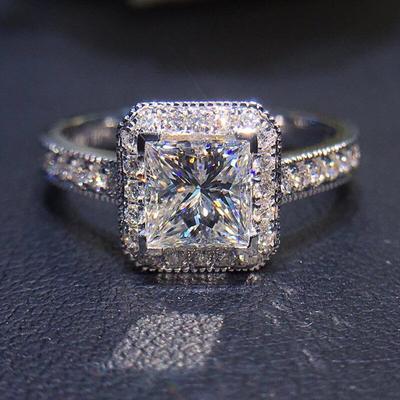 Bagues d'éternité de mariage pour femmes, tendance, carrées, en cristal de zircone cubique, bagues de fiançailles, bijoux classiques intemporels