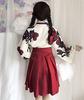 Taisho Roman Hakama Japanese Kimono Dress Long Floral Pattern Lolita Lolita Clothing Large Size Loose Cute Black Red Floral Pattern Plain Gothic