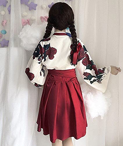 Taisho Roman Hakama Japanese Kimono Dress Long Floral Pattern Lolita Lolita Clothing Large Size Loose Cute Black Red Floral Pattern Plain Gothic
