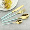 6People Stainless Steel Cutlery Set Knife Fork Tea Spoon Dinner Tableware Black Dinnerware Party Kitchen Flatware Silverware Set