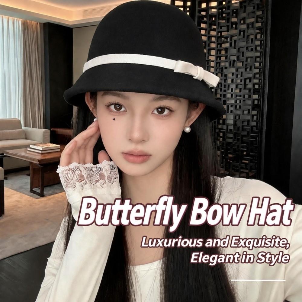 Soft Women Felt Hat Dome Bowler Hat Classic Felt Fedora Hats Wedding/Church/Jazz Cap