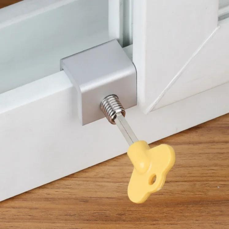 Sliding Window Sash Lock Stopper Anti-theft Door Lock Non Punch Aluminum Alloy Window Lock Safety Locks for Baby Kids and Pets