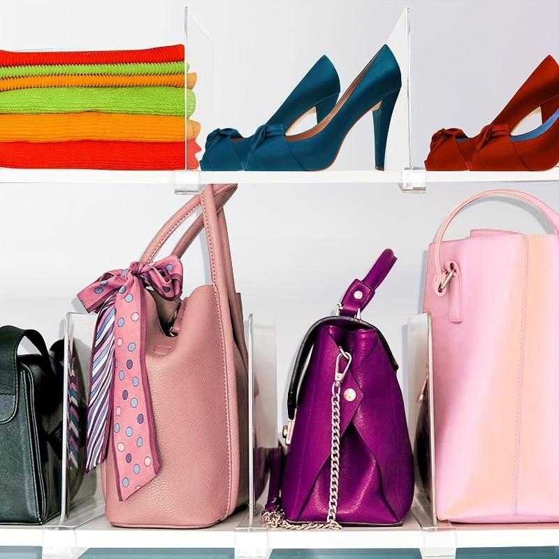 Transparent Wardrobe Divider Hard Organiser Women's Bag Accessories Clothing Storage Partition No Drill Closet Shelf Organizer