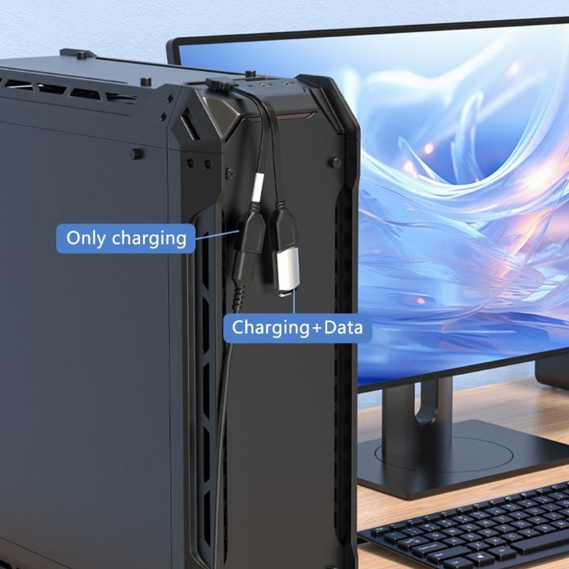 Double USB Splitter Cable 1 Male To 2 Female Power Extension Cord 90 Degree 480Mbps Transfer For Computer  Car Use