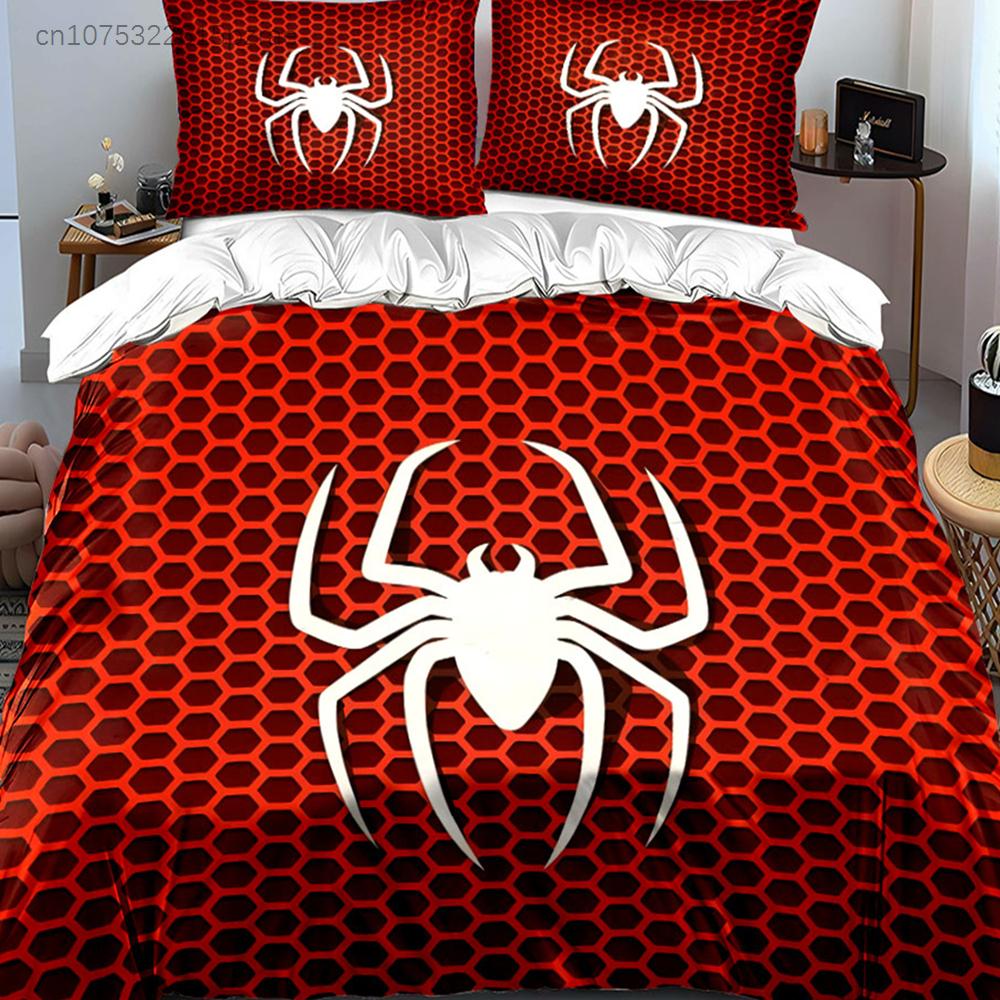 Spider Logo Three-Piece Set Multiple Sizes Kid's And Adults' Bedroom Exquisite 3PC Bedding Set, Gift