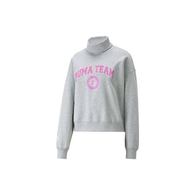 Solid Color Print Letter Logo Stand Collar Long Sleeve Sweatshirt Women Sweatshirt Gray 539271-04