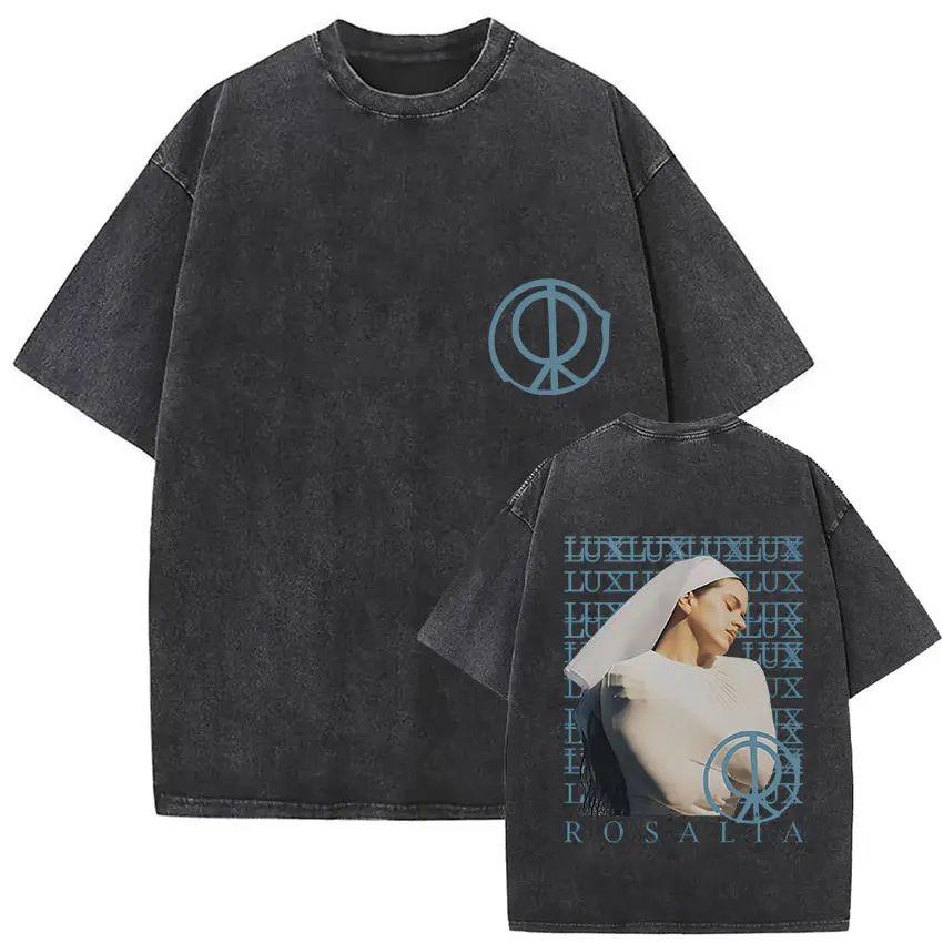 Harajuku Vintage Kleidung Vintage Gewaschen Rosalia Lux Tour 2025 T-Shirt Harajuku Ästhetik Übergroße T-Shirts Unisex Tägliche Kleidung Cooles Oberteil