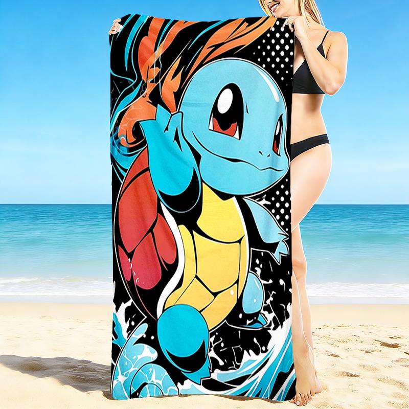 1Pc Pokemon Squirtle Adventure Beach Towel, Quick Dry, Multi-Use for Beach Pool Gym Yoga Home Travel, Christmas, Halloween, Xmas Gift M92979